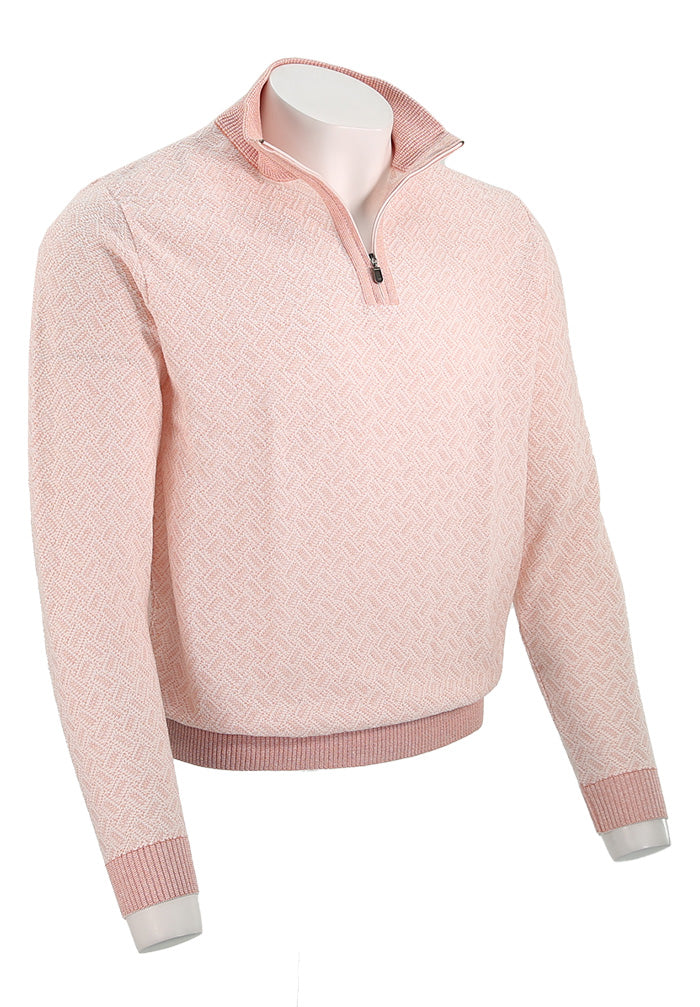 St. Croix Men's Techno Linen Two Tone Zip Mock In Canyon Angled View 4264