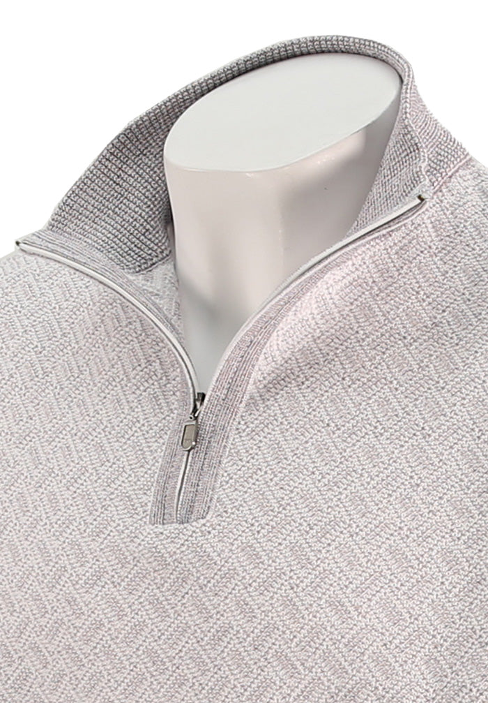 St. Croix Two Tone Zip Mock For Men In Mulberry Close Up