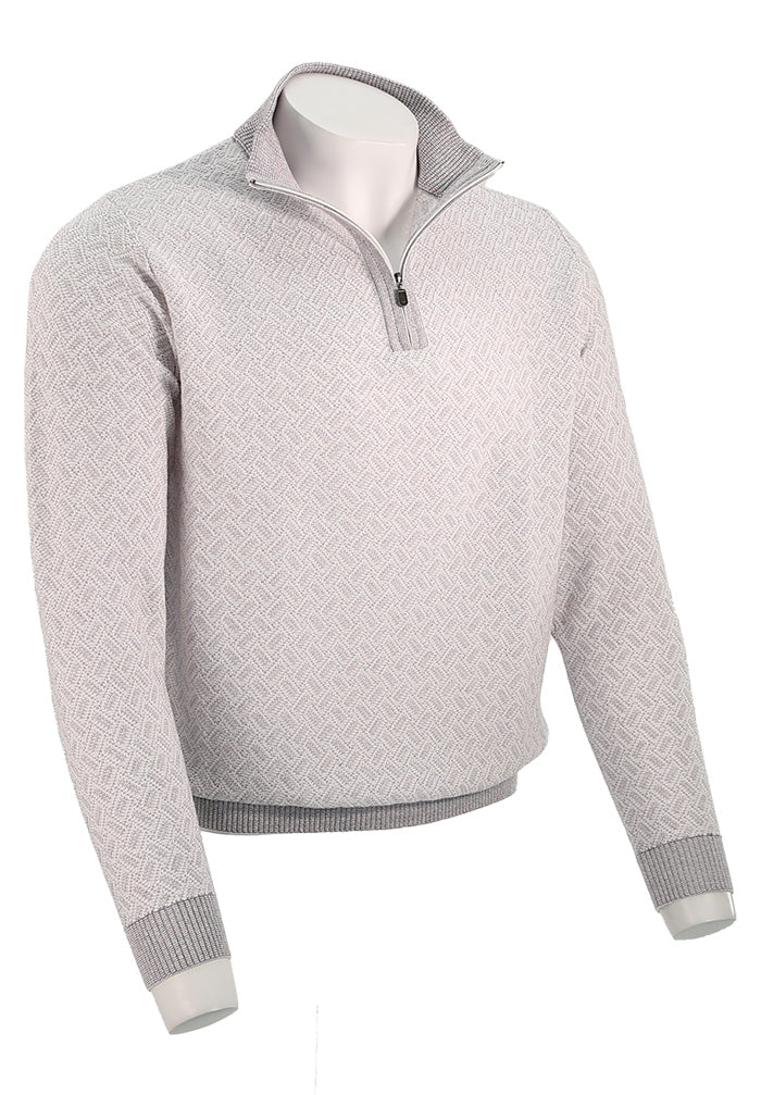 St. Croix Men's Techno Linen Two Tone Zip Mock In Mulberry Angled View 4264