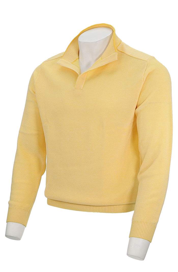 St. Croix Open Mock Crystal Stitch Sweater, Banana