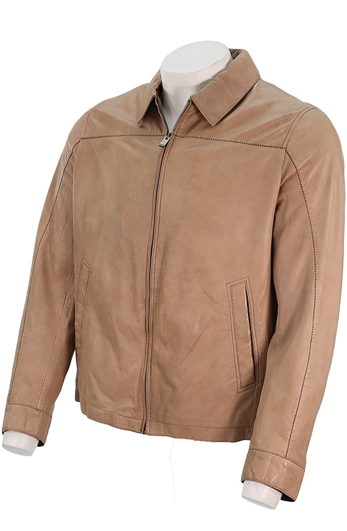 Marcello Sandstone Leather Jacket For Men In Sandstone Beige - Mono Uomo