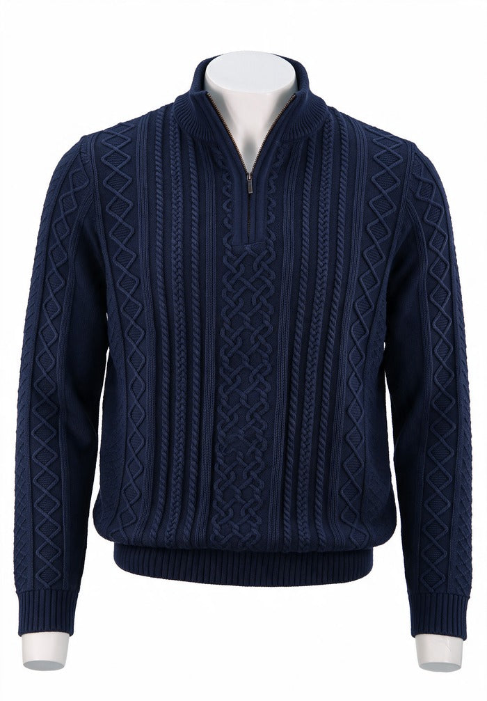 St. Croix Long Sleeve Zip Mock, Seaport Navy – front view | Mondo Uomo, Naples, Florida