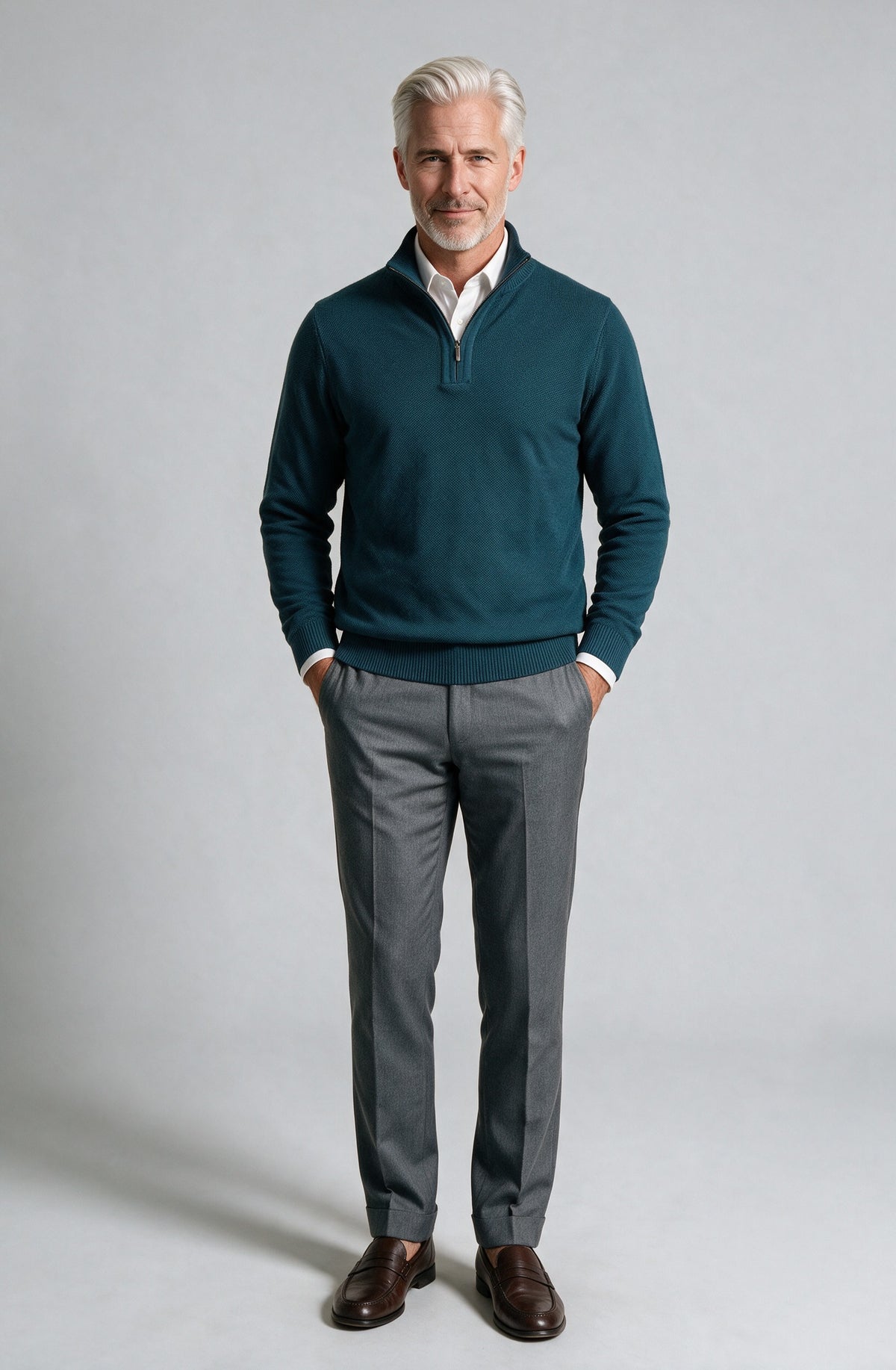 St. Croix - Zip Mock Crystal Stitch Sweater - Mens Sweater - Mondo Uomo - Sapphire - 4518 - Shown on Model