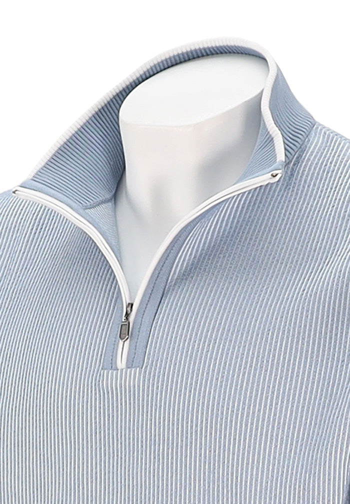 St. Croix Seersucker Zip Mock | Riviera