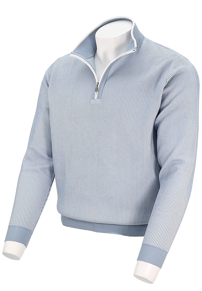 St. Croix Seersucker Zip Mock | Riviera