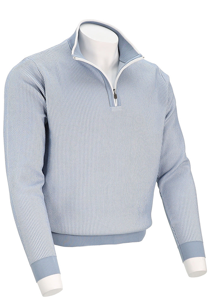 St. Croix Seersucker Zip Mock | Riviera
