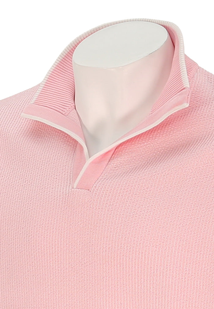 St. Croix Seersucker Open Mock Sweater