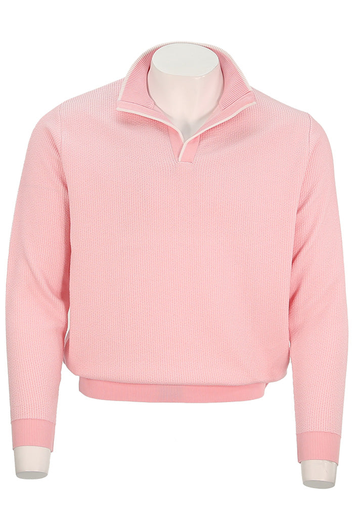 St. Croix Seersucker Open Mock Sweater