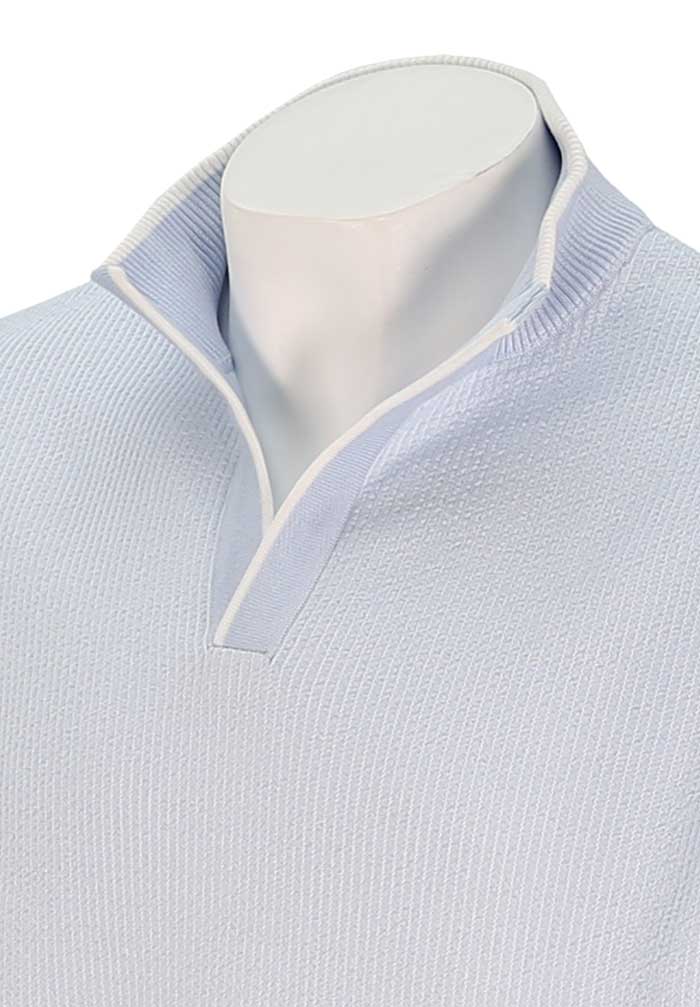 St. Croix Seersucker Open Mock Sweater