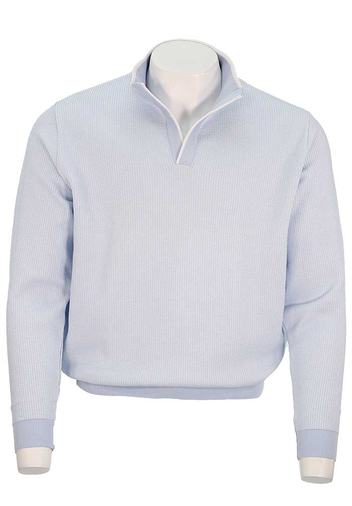 St. Croix Seersucker Open Mock Sweater