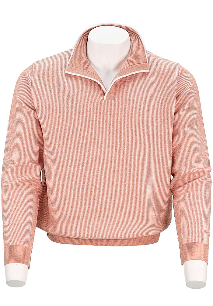 St. Croix Men’s Seersucker 2-Tone Open Mock Sweater in Canyon – Mondo Uomo