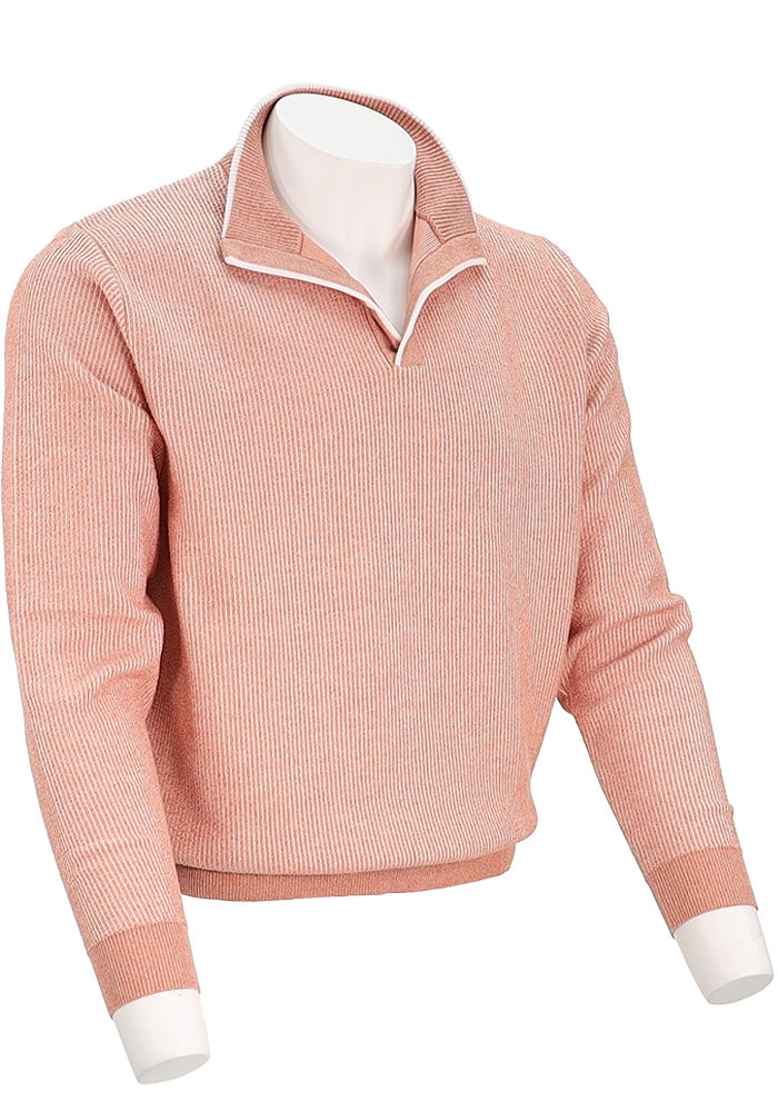 St. Croix Men’s Canyon Cotton Blend Seersucker 2-Tone Open Mock Sweater 4654