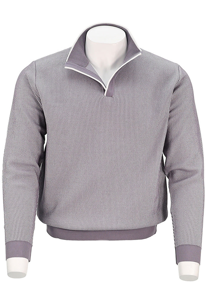 St. Croix Men’s Seersucker 2-Tone Open Mock Sweater in Dusty Purple – Mondo Uomo