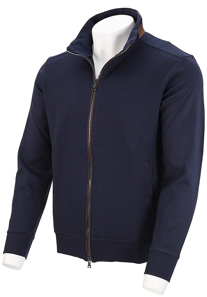 Paul & Shark Men’s Navy Stretch Viscose Full Zip Sweatshirt with Pockets Angled View 14311883