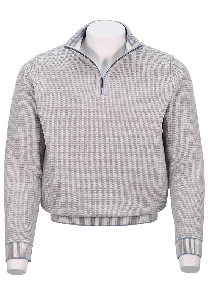 St. Croix Long Sleeve Zip Mock, LT GREY MARL