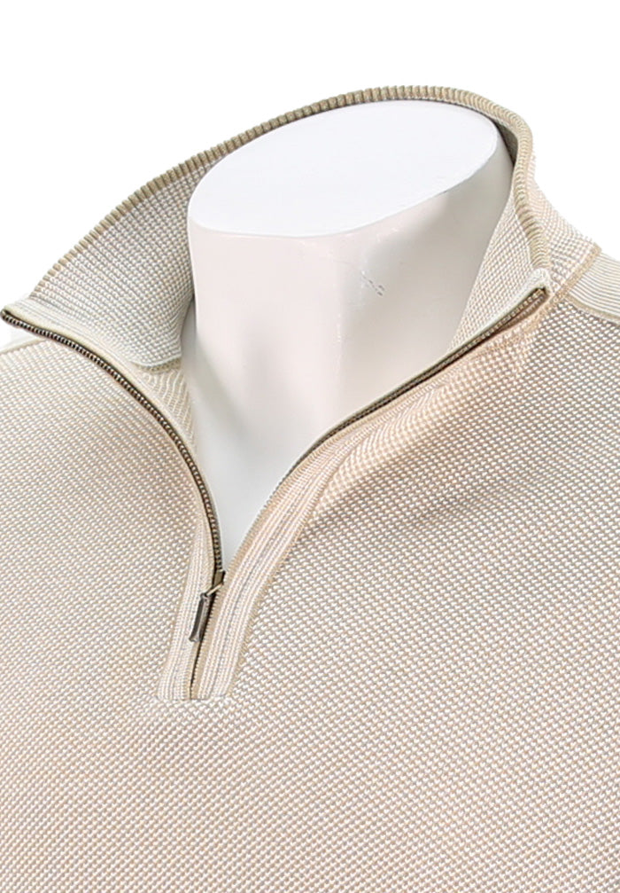 St. Croix Zip Mock Crystal Stitch, ALMOND