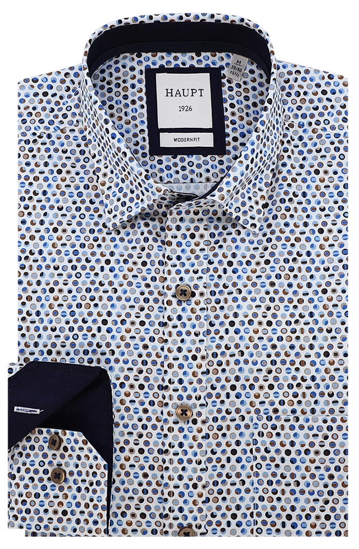 Haupt Long Sleeve Shirt For Men In Multicolored Circular Dot pattern - Mondo Uomo