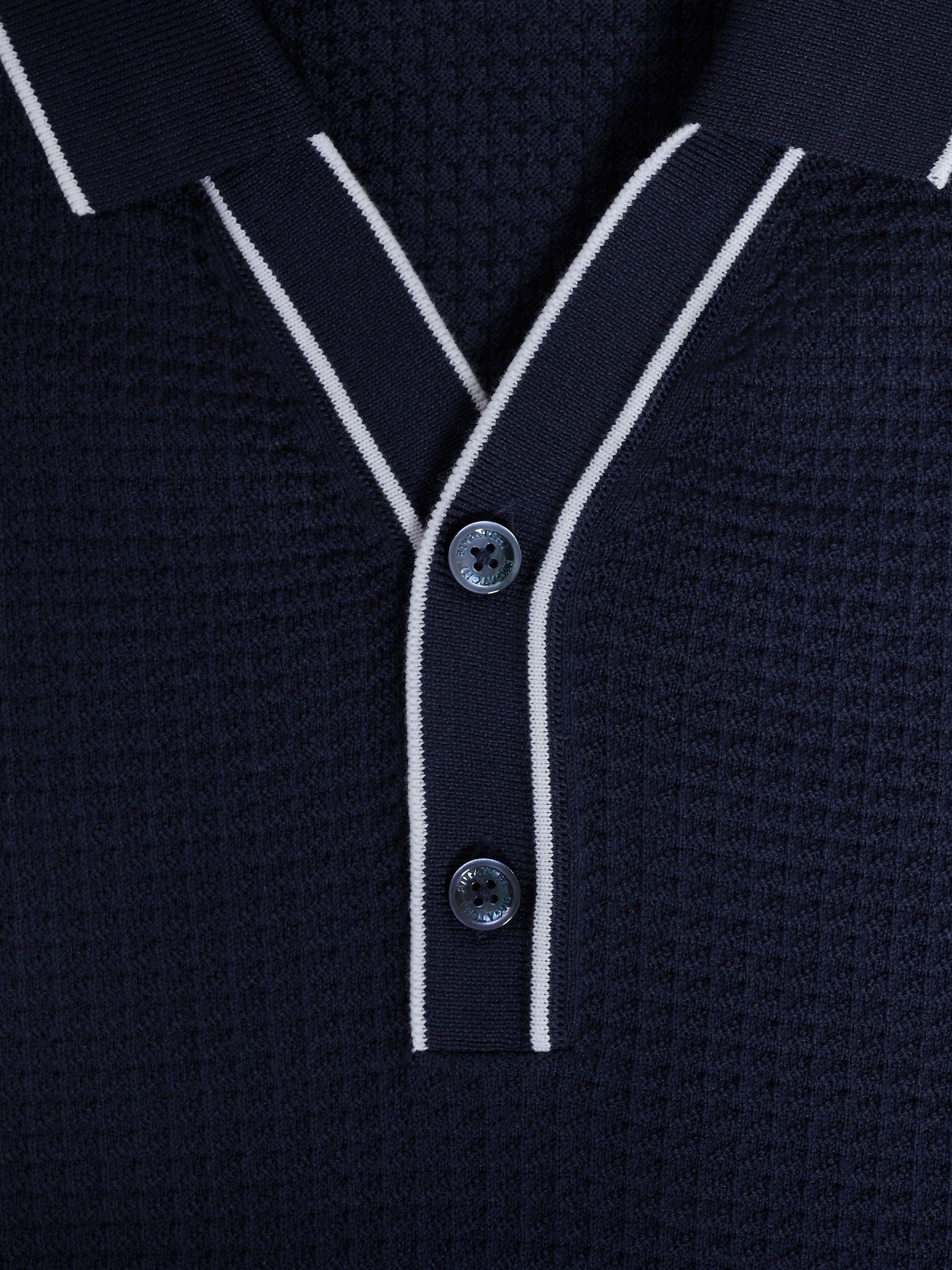 Bugatchi S/S 2 Button Johnny Sweater, Navy