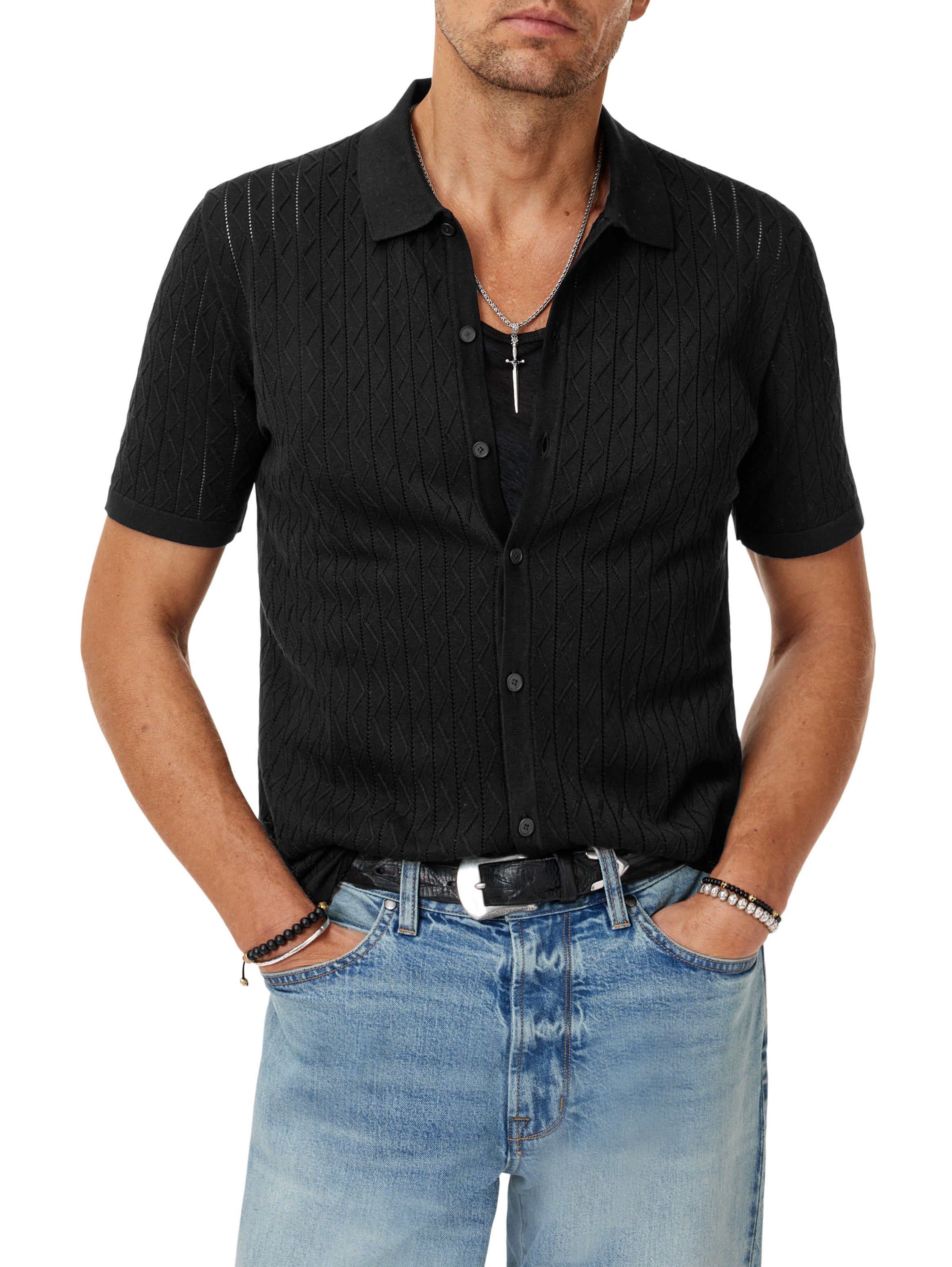 John Varvatos Short Sleeve Sweater Shirt