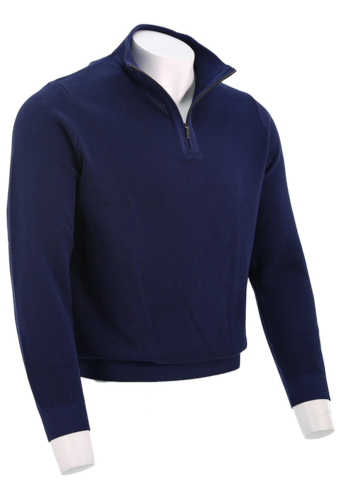St. Croix Zip Mock Crystal Stitch Sweater, LIGHT NAVY