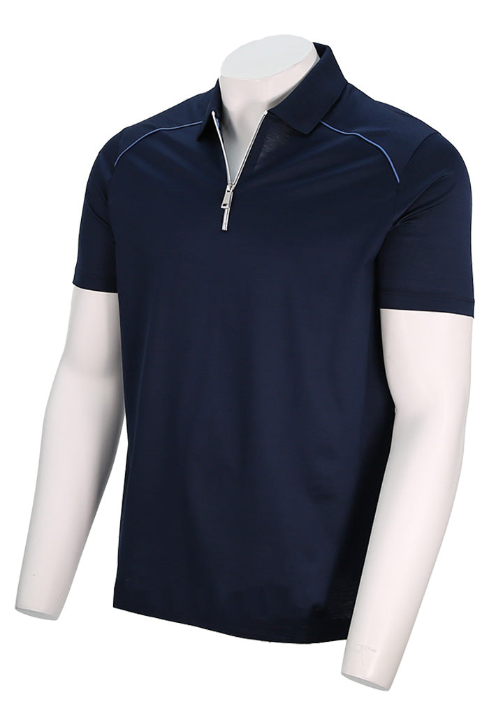 Paul & Shark Men's Shark Tag Double Mercerized Jersey Cotton Polo Shirt In Dark Navy Blue - Mondo Uomo