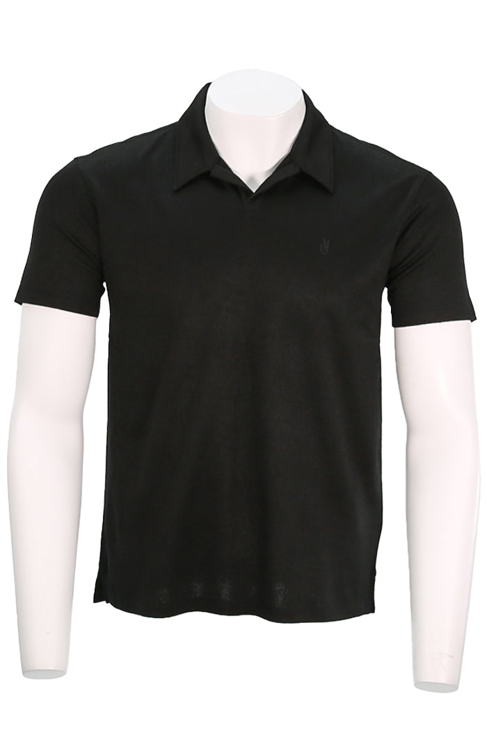 John Varvatos Men's Hague Short Sleeve Jacquard Polo with Peace Sign - Mondo Uomo