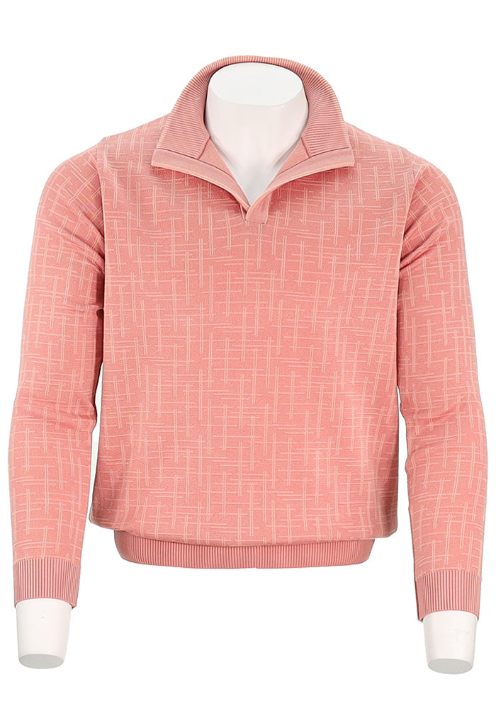 St. Croix Men's Long Sleeve Cross Hatch Open Mock Sweater In Aurora - Mondo Uomo