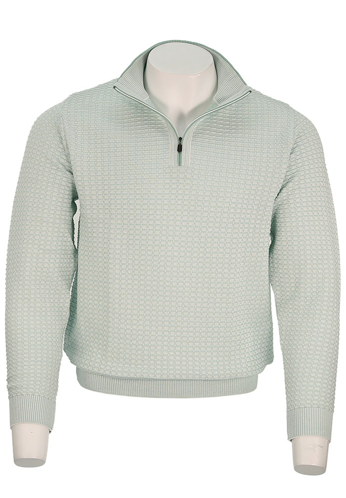 St. Croix Two Tone Texture Zip Mock For Men In Meadow Green - Mondo Uomo