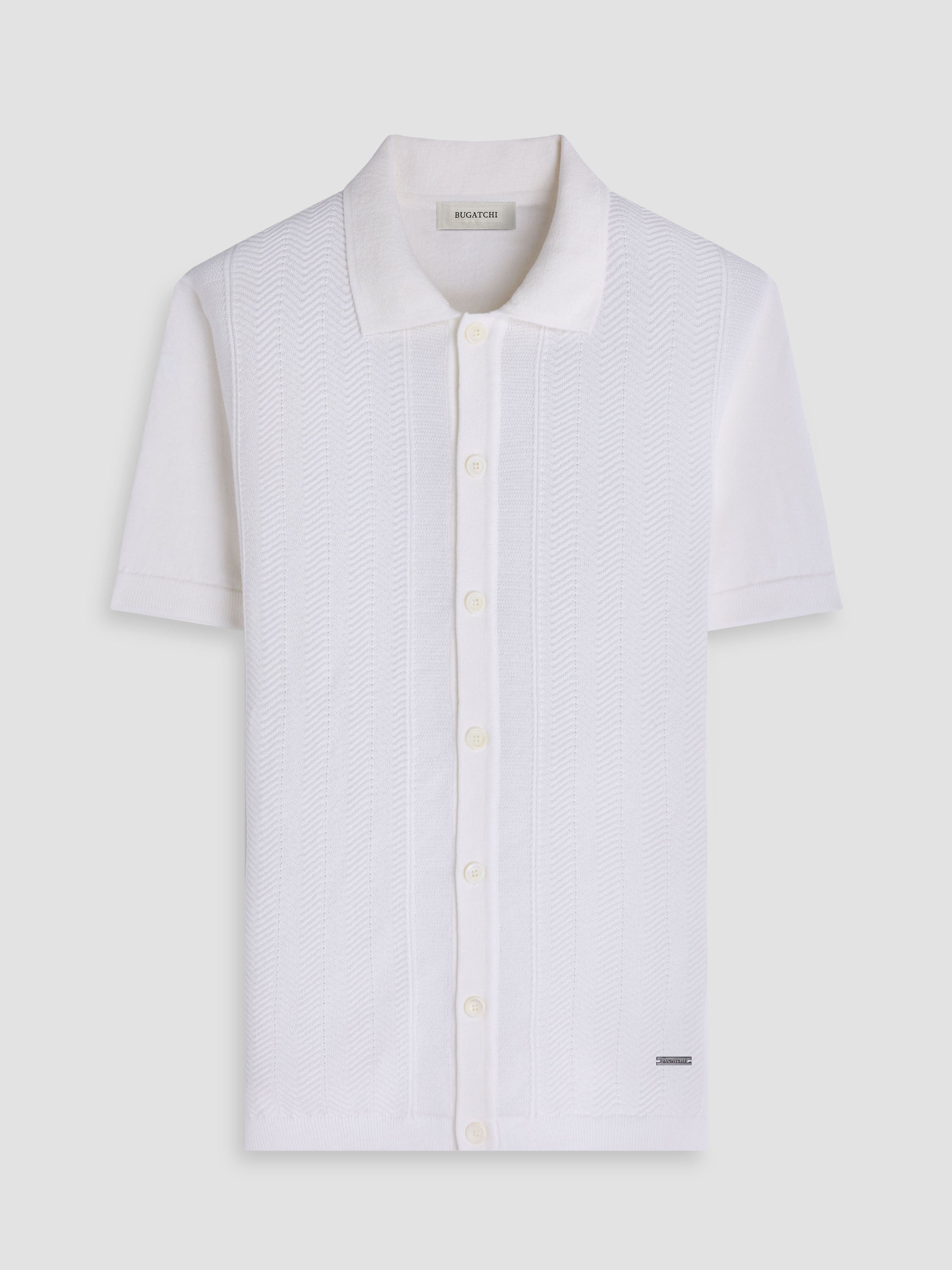 Bugatchi S/S Full Button Sweater, Chalk