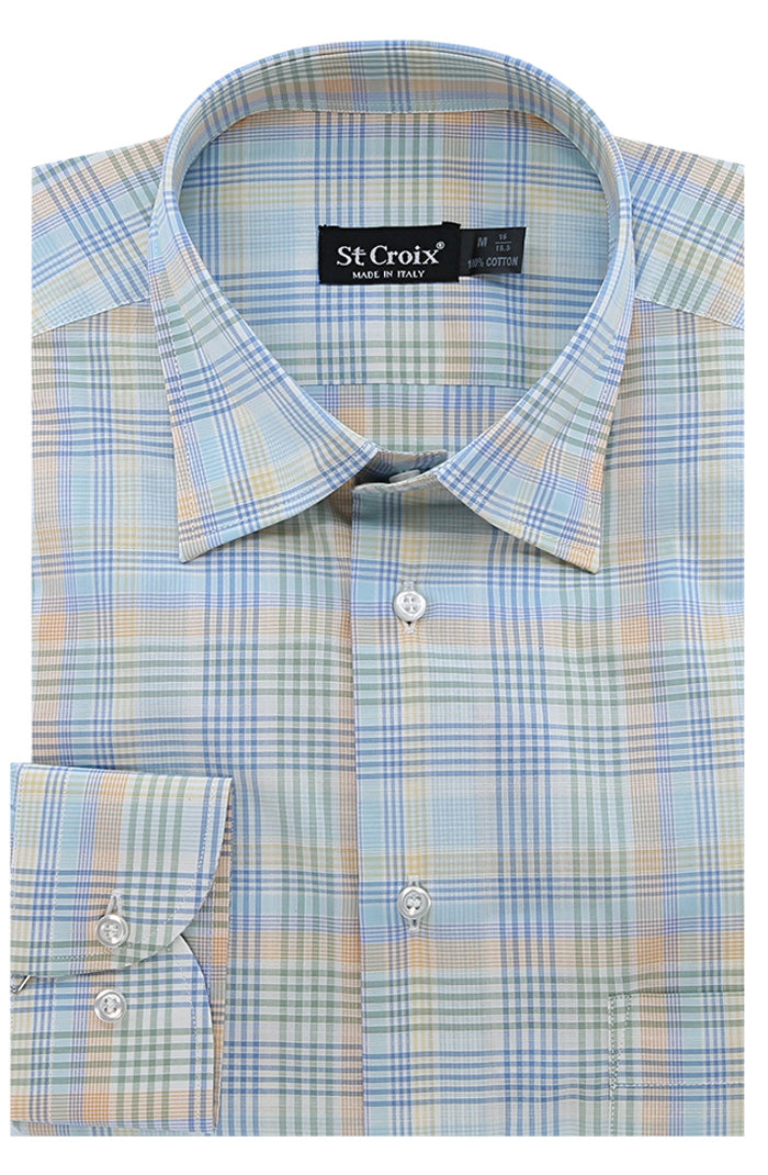 St. Croix L/S Plaid Shirt For Men In  Pastel Palette - Mondo Uomo