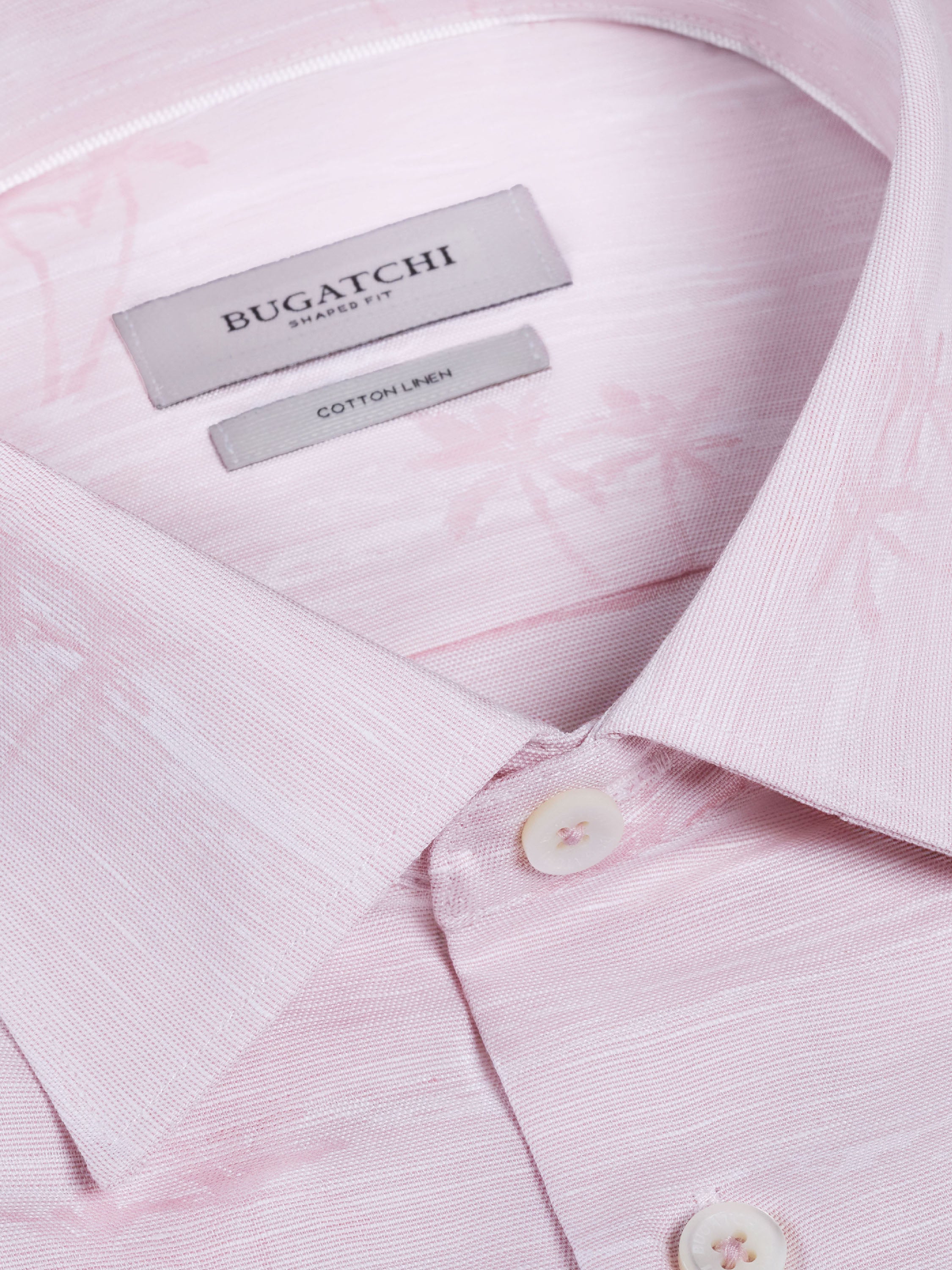 Bugatchi S/S Orson Linen Shirt, Dusty Pink