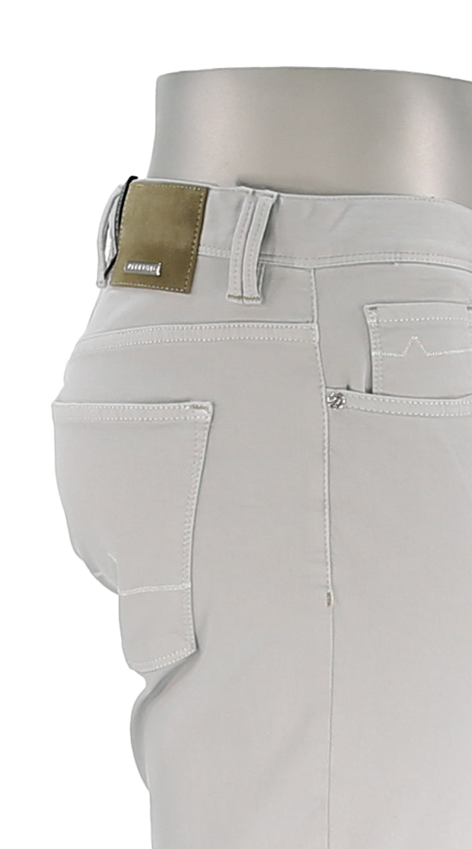 Alberto Men's Pipe Stretch Colored Denim In Light Grey Close Up