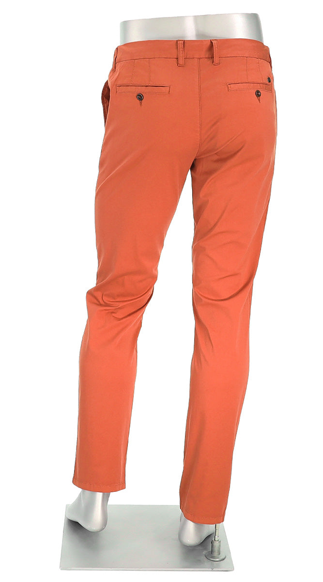 Alberto Super Light Cotton Pants For Men In Orange Back View L1506