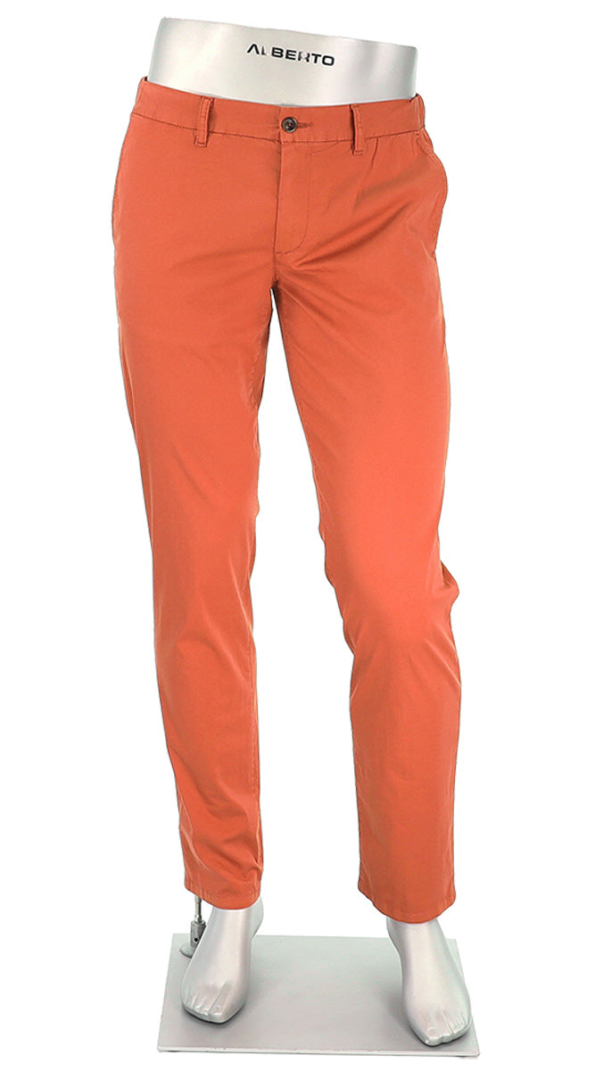 Alberto Super Light Cotton Pants For Men In Orange - Mondo Uomo