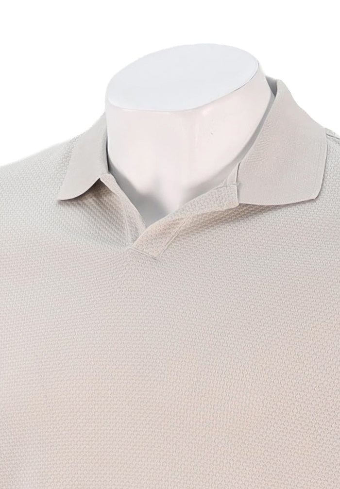Corneliani Waffle Johnny Collar Polo, Stone
