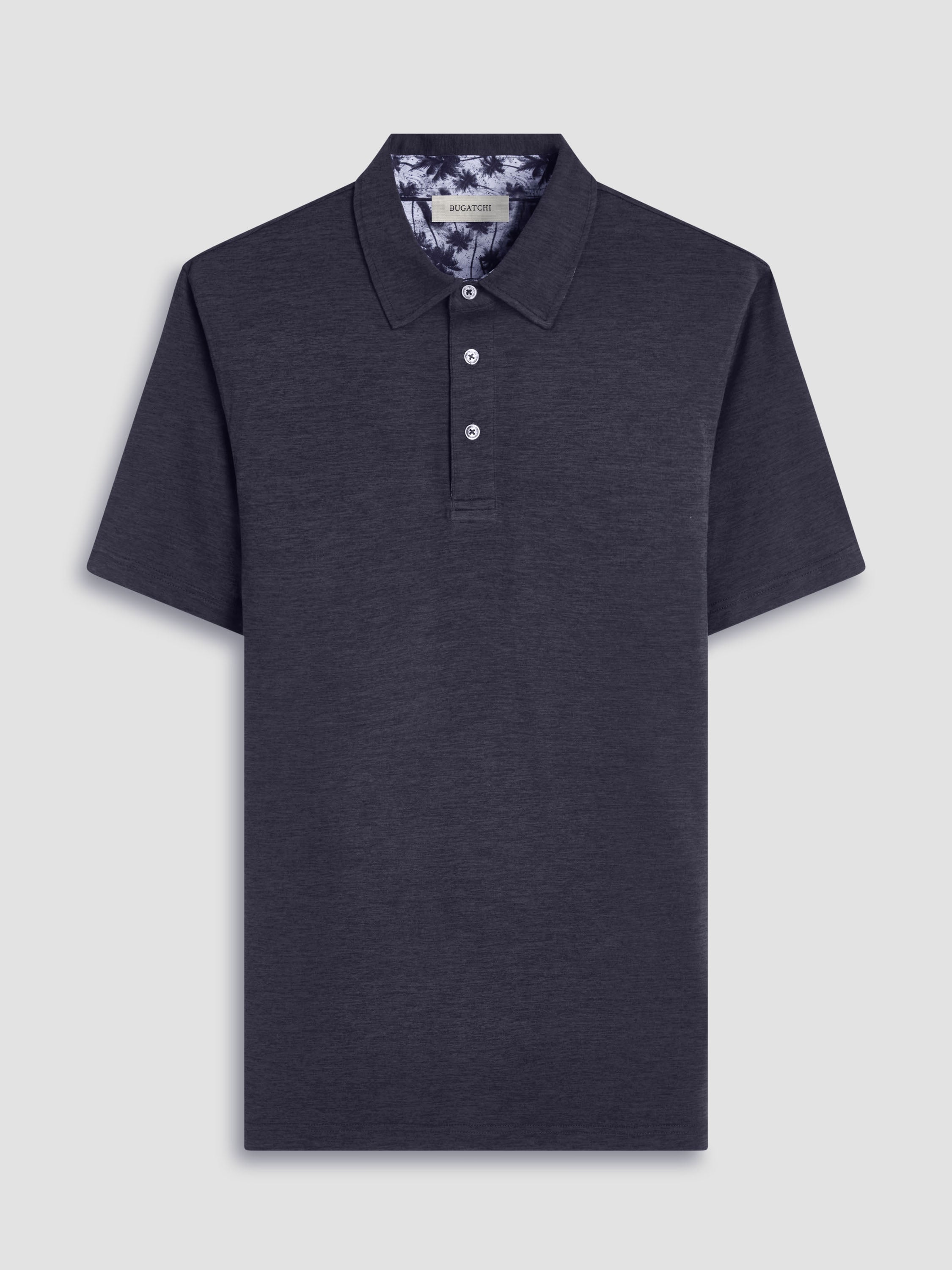S/S Bugatchi Three Button Polo For Men In Black - Mondo Uomo