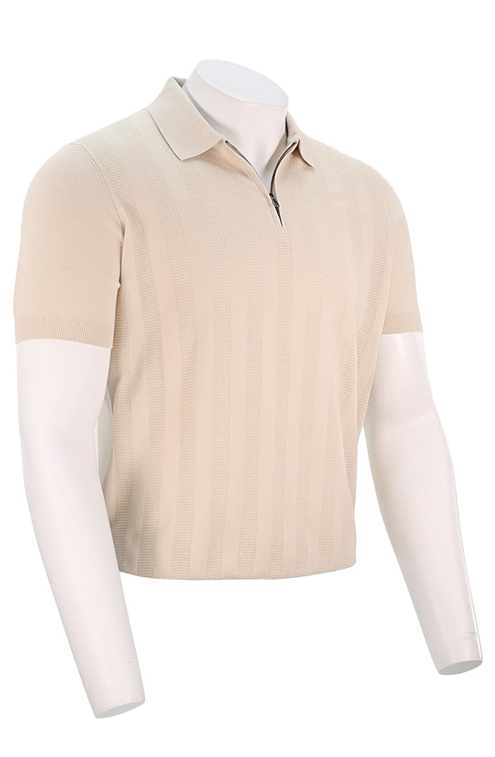 Corneliani Zipper Knit Polo, Ivory
