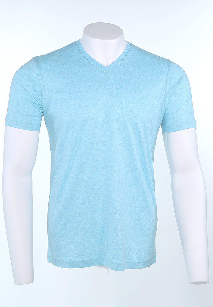 Raffi Aqua Cotton Noah V-Neck Tee in Aqua | Mondo Uomo Naples FL #Color_Aqua