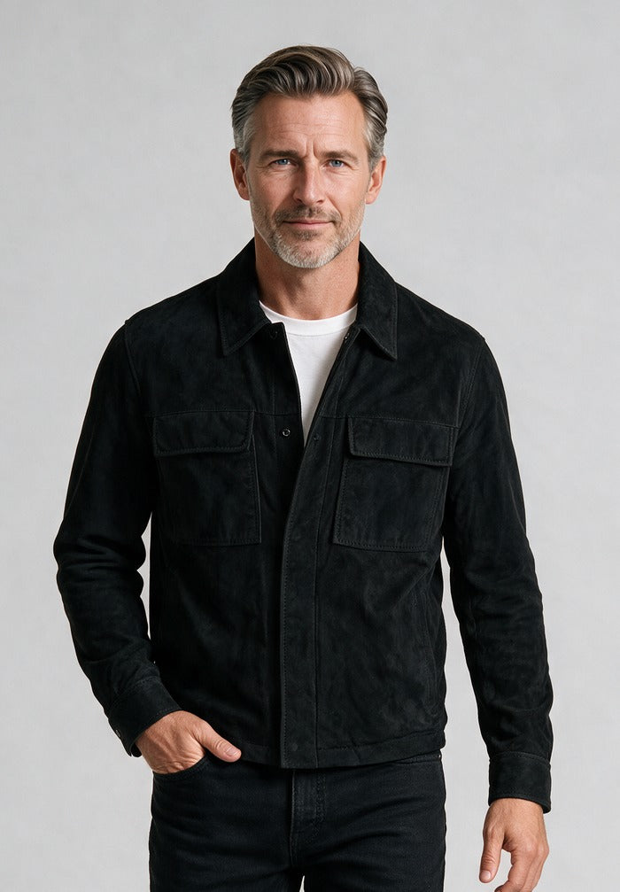 Paul & Shark Suede shacket — model detail