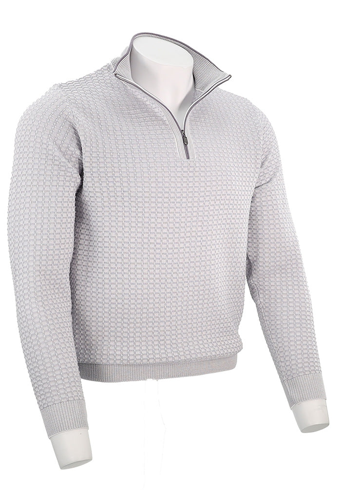 St. Croix Men's Two Tone Texture Zip Mock In Purple Angled View 4936