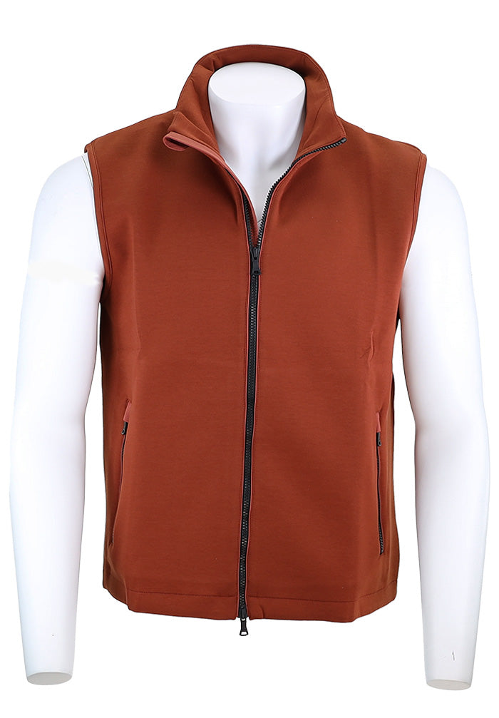 PAUL & SHARK Men’s Techno Fleece Gilet in Rust with Full Zip Closure – Mondo Uomo
