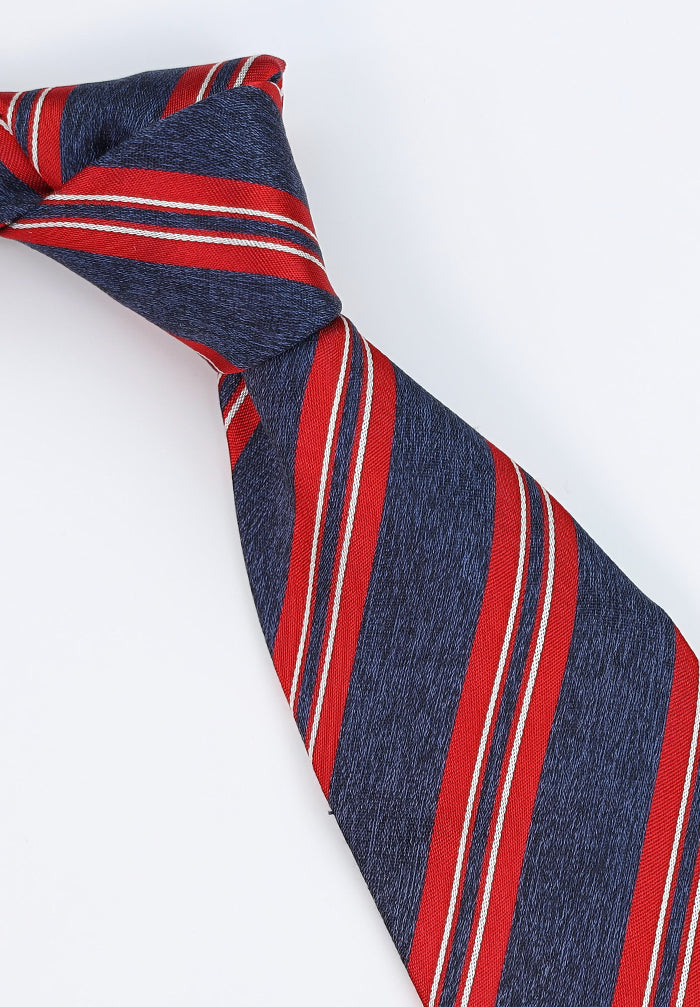 Italo Ferretti Men’s Silk Necktie in Navy with Red and White Stripes – Mondo Uomo