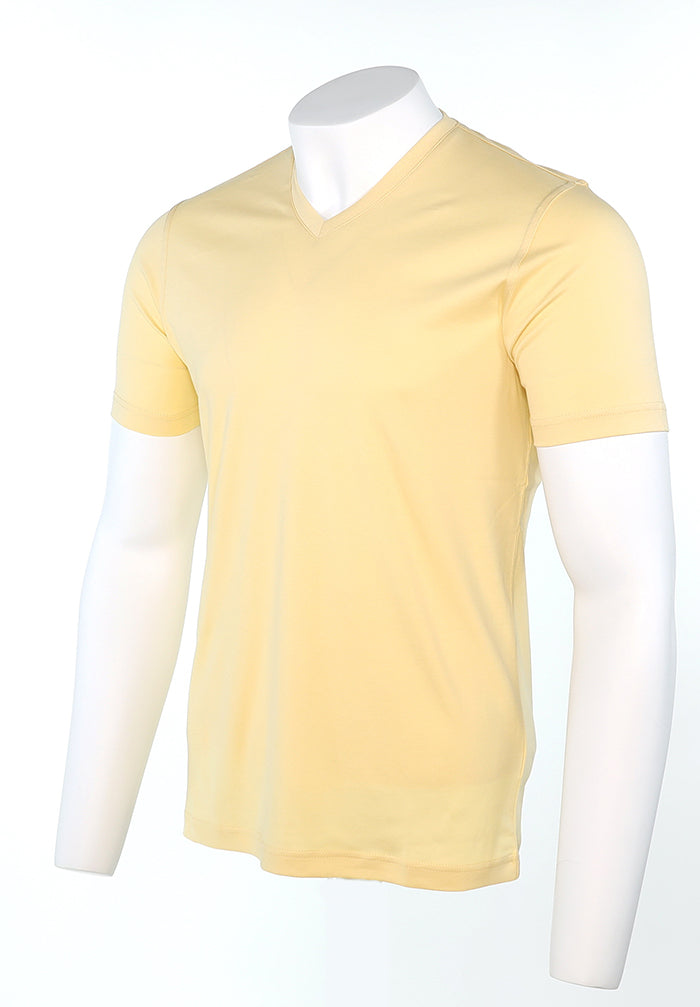 Raffi Aqua Cotton Noah V-Neck Tee in Butter – view 4 #Color_Butter