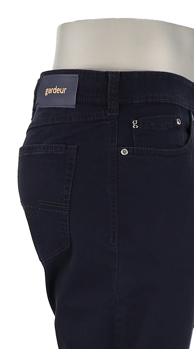 Gardeur Men's Nevio Navy Cotton Pants with Five-Pocket Design Close Up