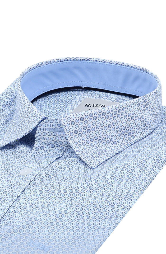 Haupt Men’s Light Blue Circle Geo Cotton Short Sleeve Shirt 9020-1914