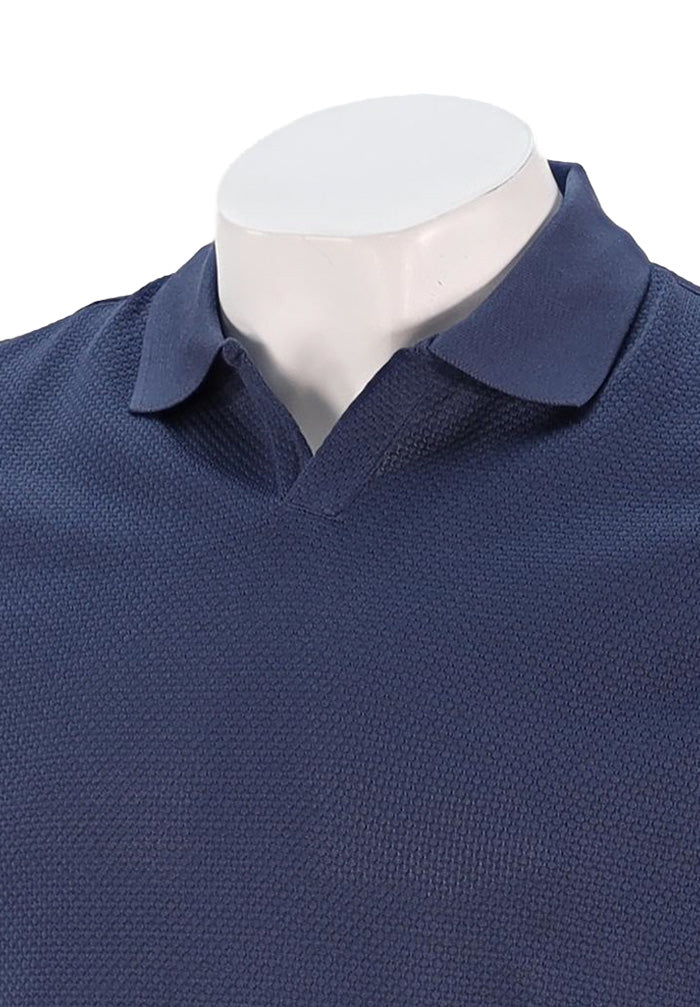 Corneliani Waffle Johnny Collar Polo, Blue