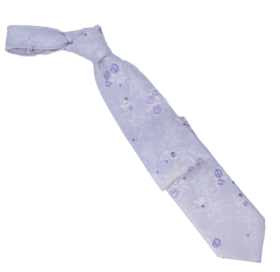 Italo Ferretti Men's Tie With Delicate Floral Pattern in a Soft Lavender - Mondo Uomo