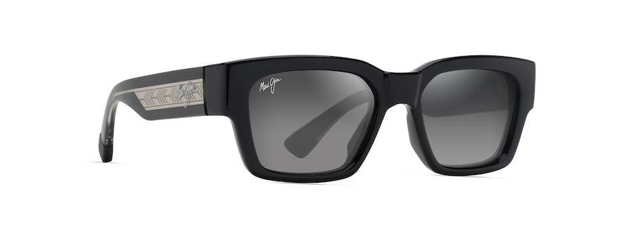 Maui Jim Kenui Polarized Sunglasses with Black Frame and SuperThin Glass Lenses Angled View