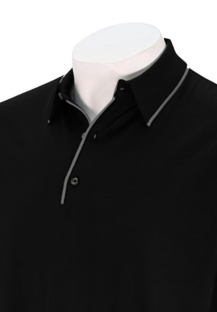 St. Croix S/S Cotton Polo For Men In Black Close Up