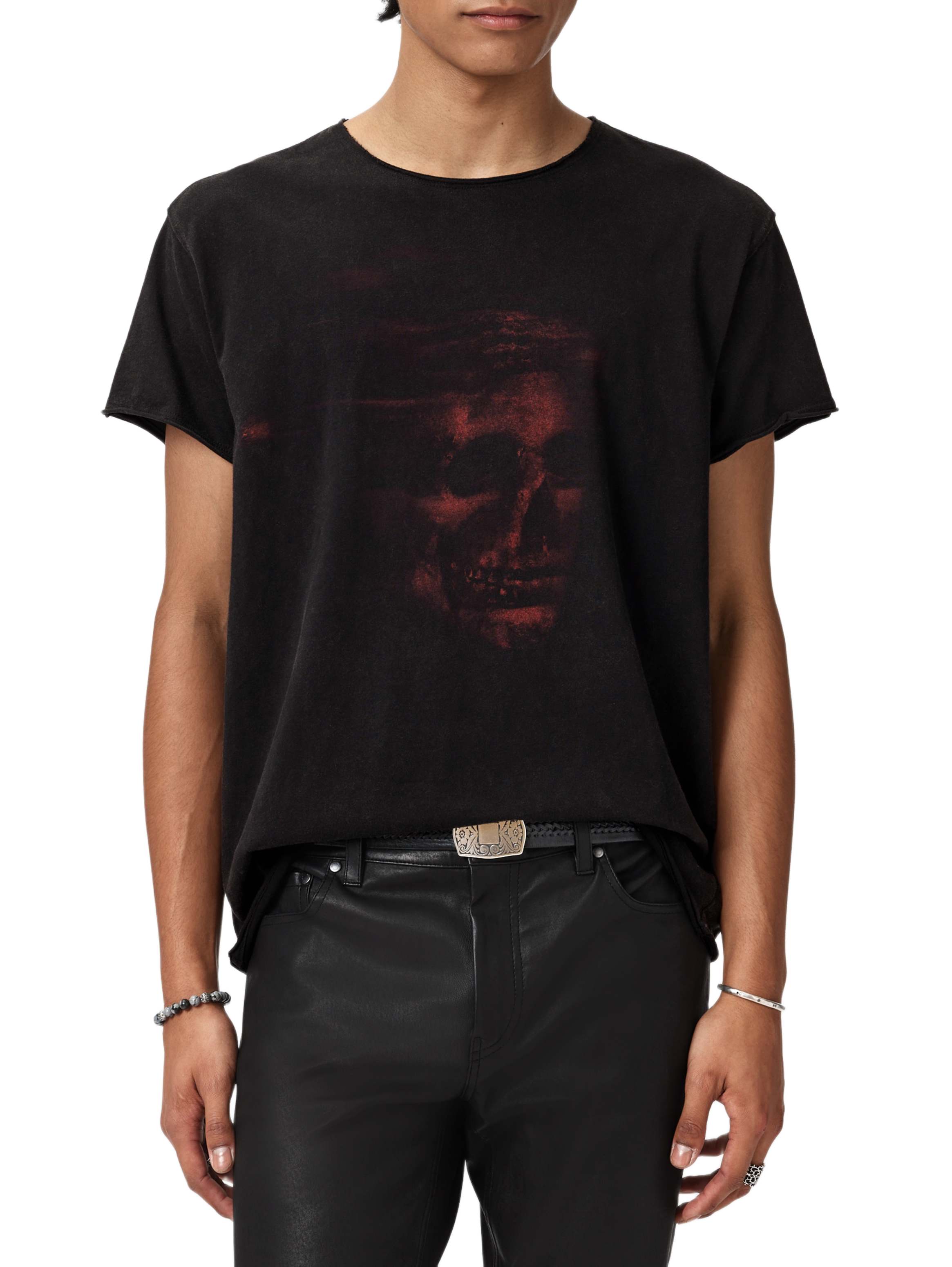 John Varvatos S/S Raw Edge T-Shirt, Black